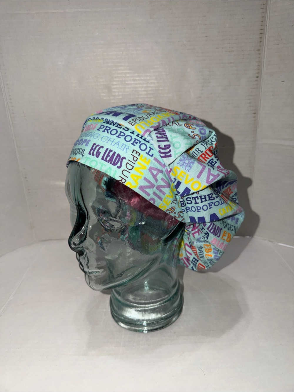 Handmade Surgical Scrub Hat with Large Word Print
